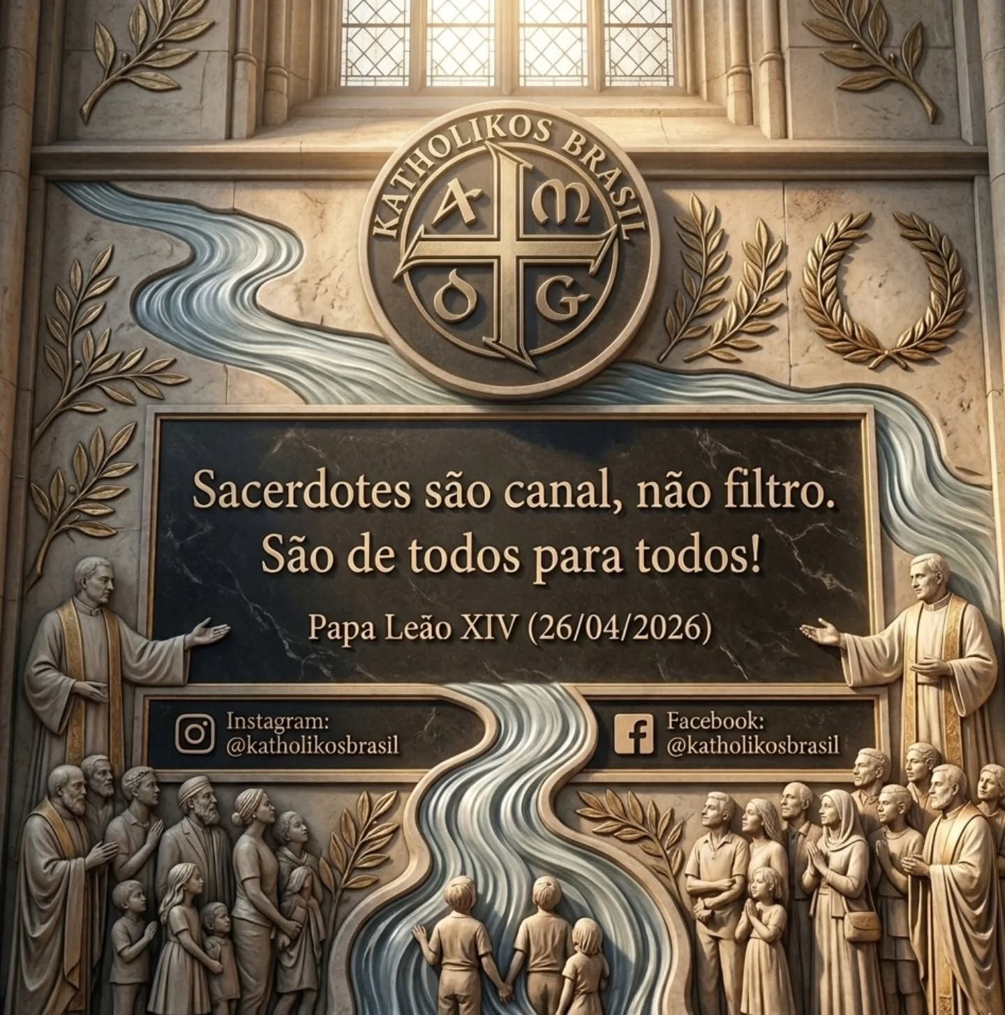 "Sacerdotes são canal, não filtro. São de todos para todos!" 

Papa Leão XIV (26/04/2026)

Fonte: 

<https://www.vaticannews.va/pt/papa/news/2026-04/papa-leao-xiv-homilia-missa-ordenacoes-sacerdotais-vocacoes.html>. Acesso em: 26 abr. 2026.

⚠️➡️Nos siga no Instagram: @katholikosbrasil

⚠️➡️Curta nossa página no Facebook: @katholikosbrasil

#Katholikos #canal #todos #PapaLeãoXIV #LeãoXIV