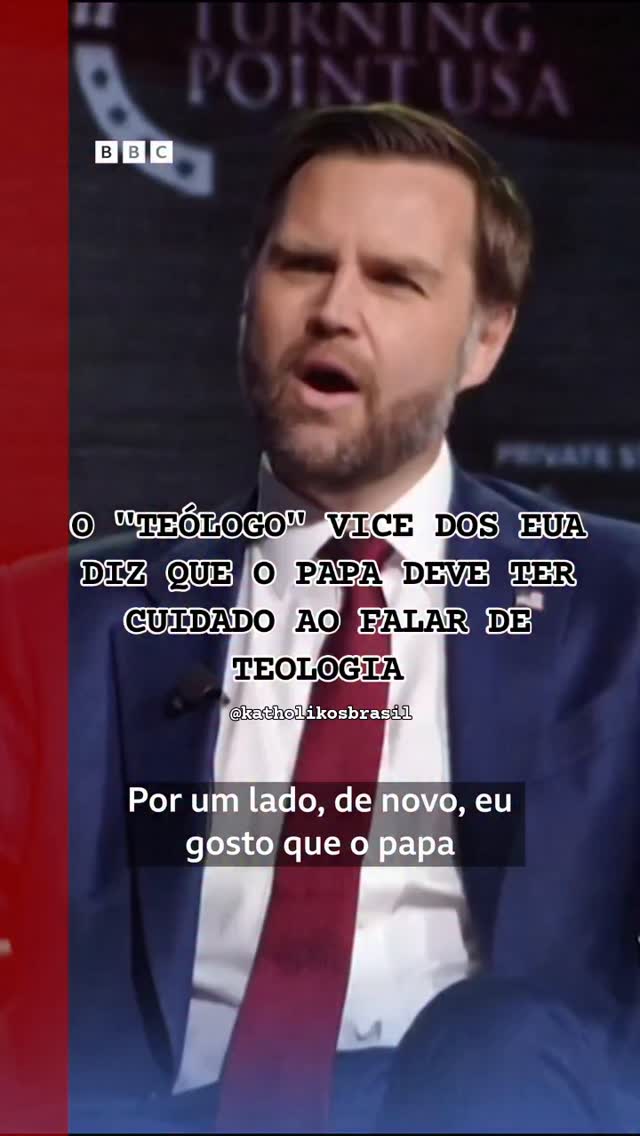 J.D. VANCE: "MAIS CUIDADO AO FALAR DE TEOLOGIA" 

"O vice-presidente dos EUA, J.D. Vance, enfrentou vaias durante um discurso em um evento na terça-feira (14/4), onde respondeu perguntas sobre o debate entre o papa Leão XIV e Donald Trump.

Nas últimas semanas, o papa subiu o tom das críticas sobre a guerra dos EUA e Israel contra o Irã.

O discurso do vice-presidente foi interrompido por um homem na plateia que gritou: 'Jesus Cristo não apoia o genocídio'. Vance defendeu as ações do governo para garantir um cessar-fogo em Gaza.

Na segunda-feira (13/4), Leão 14 disse que deve continuar criticando a guerra, apesar dos comentários do presidente Trump."

Fonte:
 <https://www.instagram.com/reel/DXJV7ODghgN>. Acesso em: 15 abr. 2026. 

⚠️➡️Nos siga no Instagram: @katholikosbrasil

⚠️➡️Curta nossa página no Facebook: @katholikosbrasil

#Katholikos #PapaLeãoXIV #LeãoXIV #JDVance #Paz